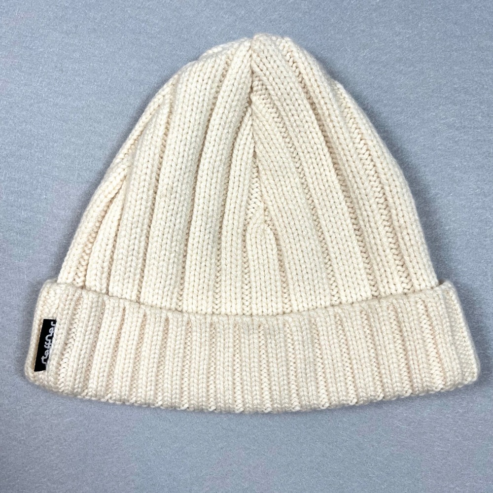 Steffner Cashmere Ribbed Knit Beanie Hat OS Cream Austria Alpine Ski Luxury